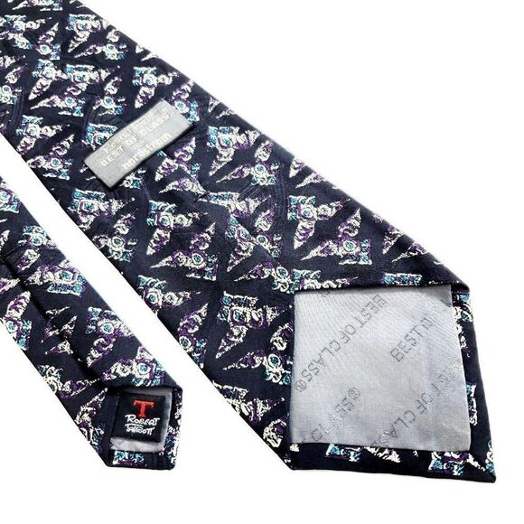 Robert Talbott Best Of Class Nordstrom Blue Purple Teal Print Geometric Silk Tie - Picture 6 of 7